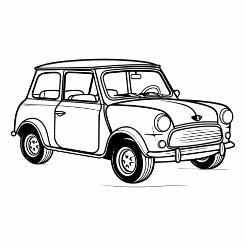 Sketch of a retro car on a white background