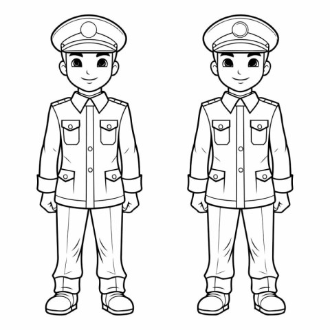 Coloring book for children: Policeman in uniform.