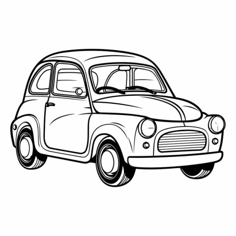 Retro car. Hand drawn vector illustration isolated on white back