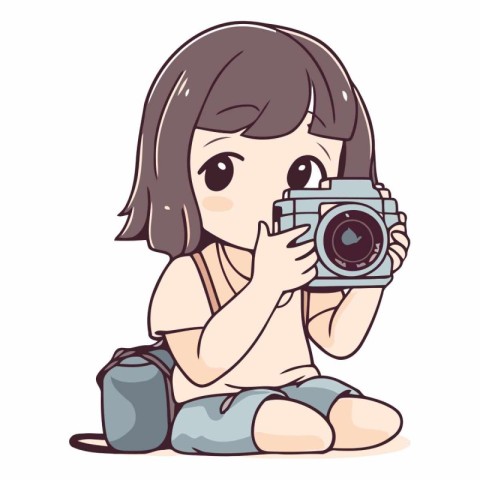 cute little girl with camera. eps10