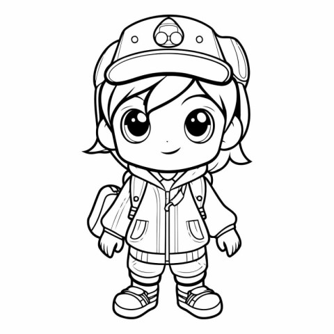 Coloring book for children: Girl in a firefighter costume