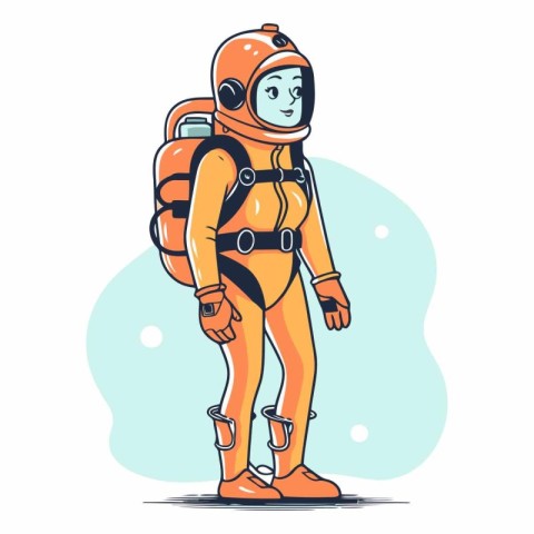 Astronaut in spacesuit in cartoon style.