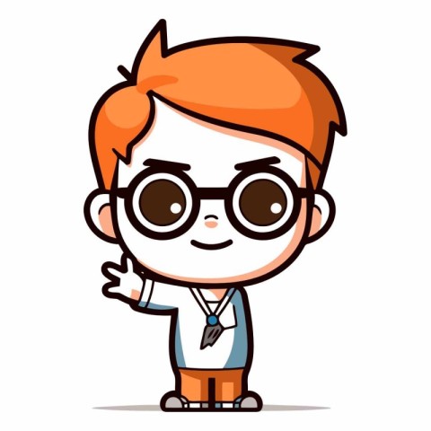 Cute little boy wearing glasses. Cartoon character design.