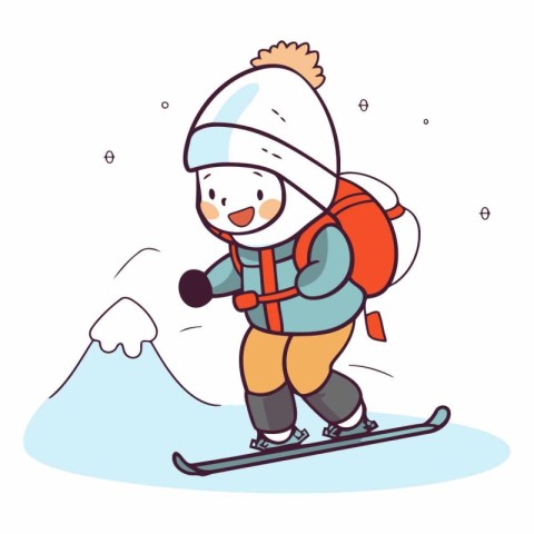 Winter sport. Snowboarder. Cartoon style.