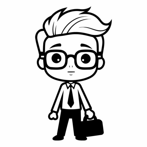 businessman with briefcase and eyeglasses vector illustration gr