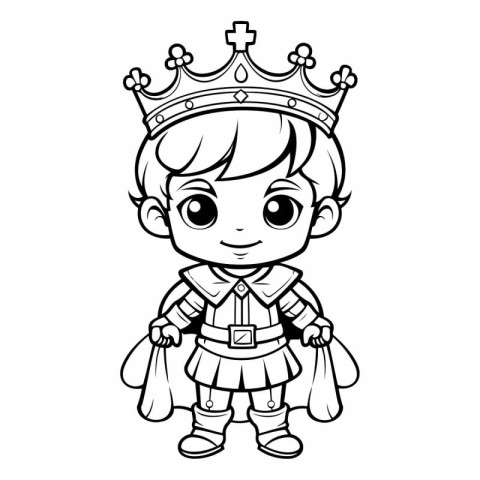 Coloring Page Outline Of Cute Cartoon King Vector Illustration