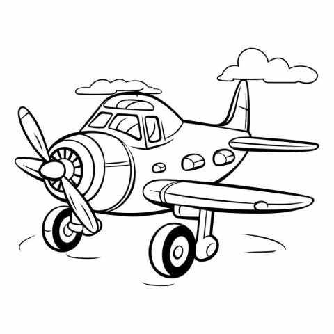 Airplane with propeller. Coloring book for children