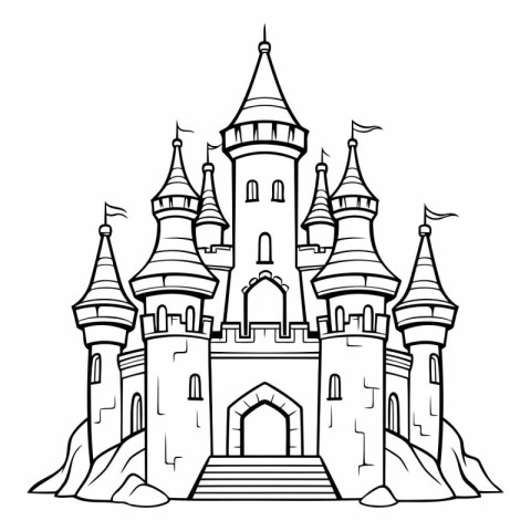 Castle icon. Outline illustration of castle vector icon for web