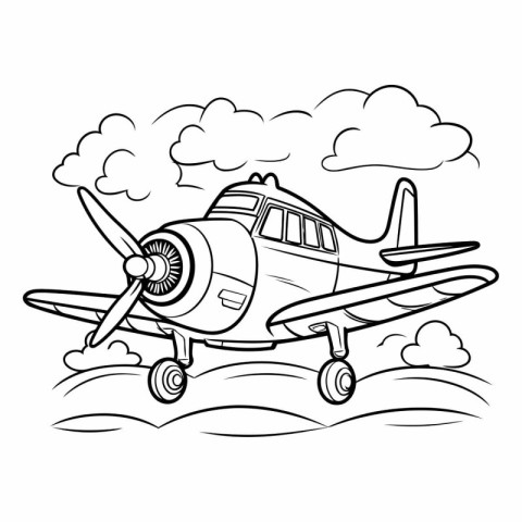 Airplane in the clouds. Coloring book for children