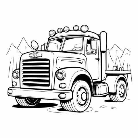 Truck. Hand drawn vector illustration in cartoon style. Isolated