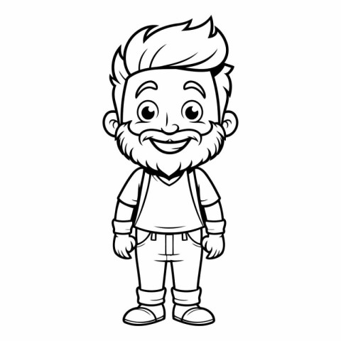 Hipster Man Cartoon Mascot Character Vector Illustration.