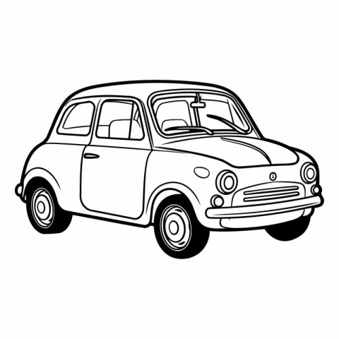 Retro car isolated on white background in sketch style.