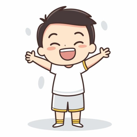 Cheerful little boy character vector illustration. Cartoon happy