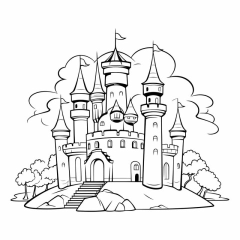 Castle icon. Fairytale fantasy fairytale castle