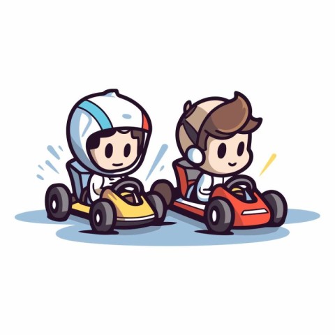 Cartoon kids driving a kart or kart.