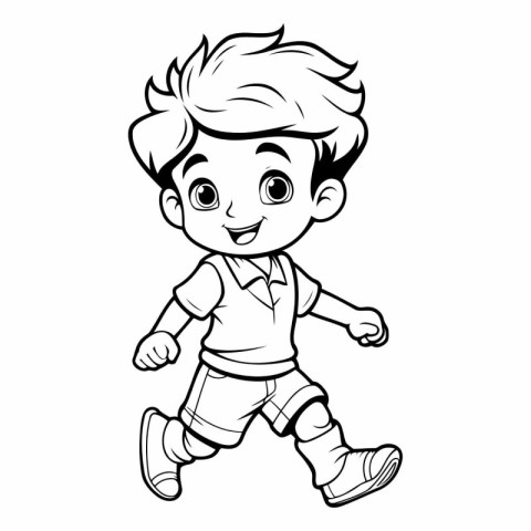 Cute Little Boy Running Cartoon Mascot Character Vector Illustra