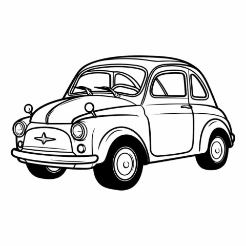 Vintage car isolated on white background. Hand drawn vector illu