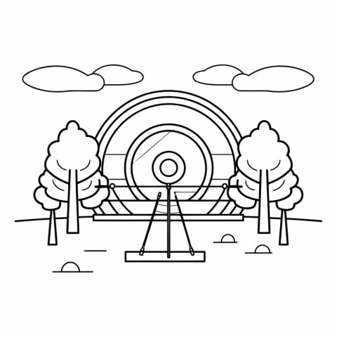 Line drawing of a ferris wheel in the park