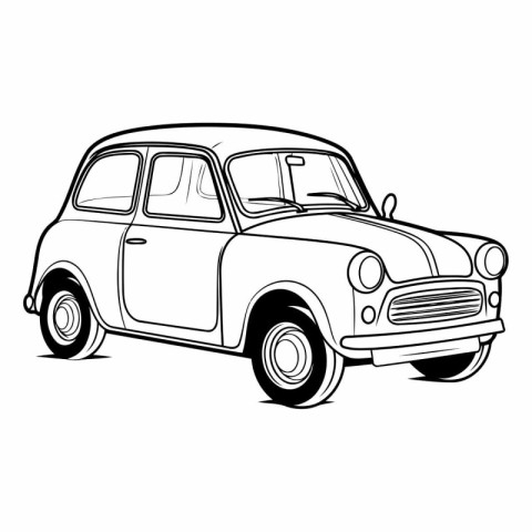 Retro car on a white background in cartoon style.