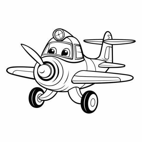 Coloring book for children: Airplane. Cartoon style.