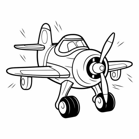 Vector illustration of a cartoon airplane. Coloring book for chi