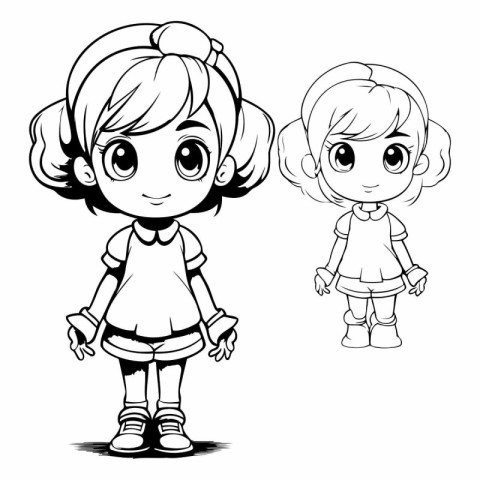 Vector illustration of Cute Little Girl Cartoon Character for Co