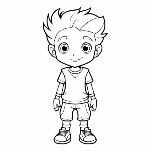 Cute boy cartoon for coloring book or page.