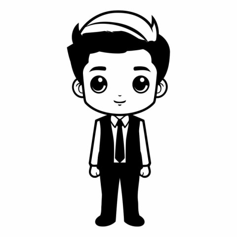 businessman avatar cartoon character black and white isolated ve