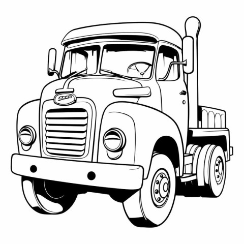 Vintage truck. Hand drawing on white background.