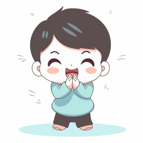 cute little boy crying and crying cartoon character.