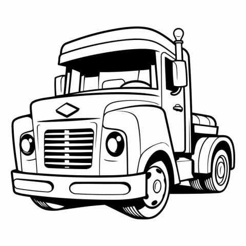 truck vector black and white illustration isolated on a white ba