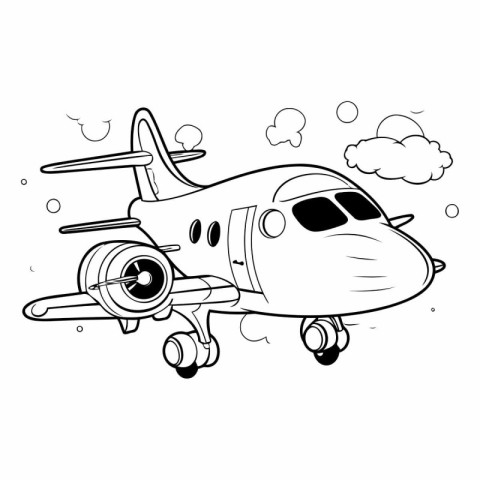 Airplane in the clouds. Coloring book for children