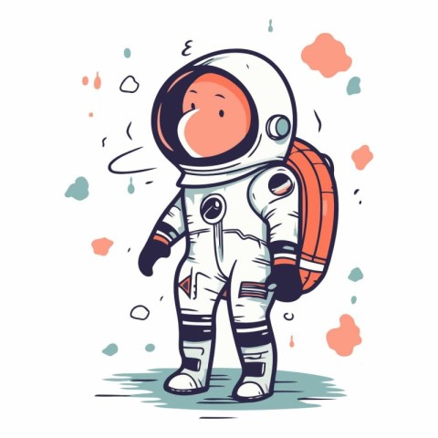 Astronaut in space suit on white background.