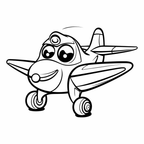 Cartoon airplane. Coloring book for children.