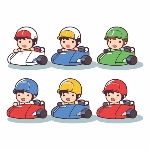 Cartoon kids driving cars of children driving cars.