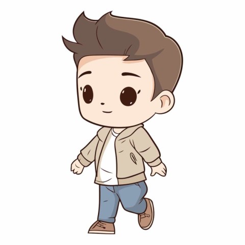 Cute boy walking cartoon vector illustration graphic design vect