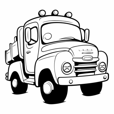 Illustration of a Cartoon Pickup Truck on a white background.