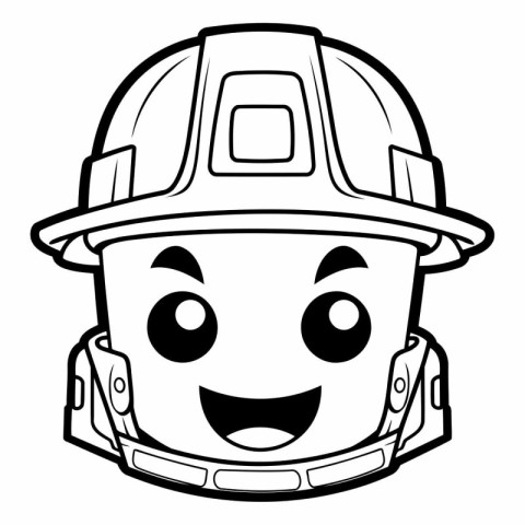 Fireman Face Emoticon with Fire Engine Helmet Vector Illustratio