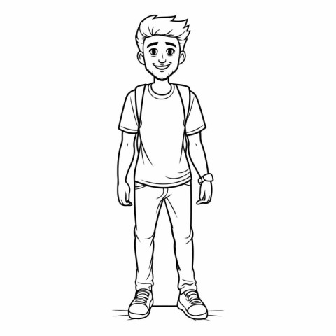 young man standing cartoon vector illustration graphic design ha