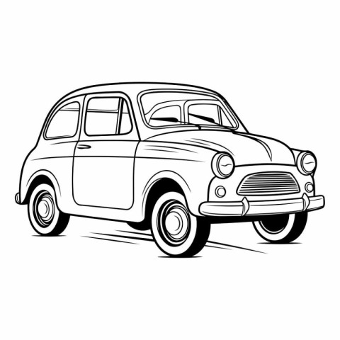 Retro car vector illustration isolated on white background. Side