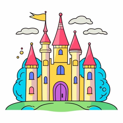 Cartoon castle of a fairy tale castle in cartoon style.