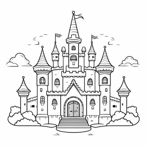 Castle doodle hand drawn vector illustration. Fairy tale castle.