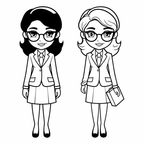 Businesswoman and businesswoman cartoon vector illustration grap