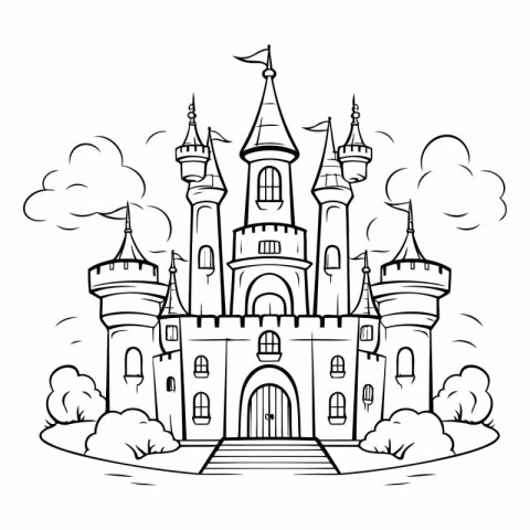 Castle icon. Fairy tale fairytale castle