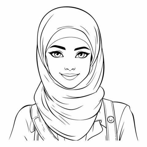 Beautiful muslim woman with hijab in black and white.