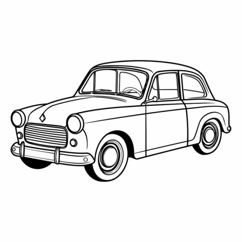 Retro car icon of a classic car on white background