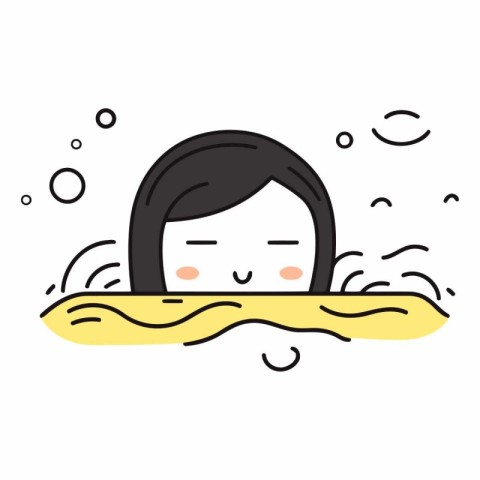 Vector illustration of a girl in a bathtub. Flat style.