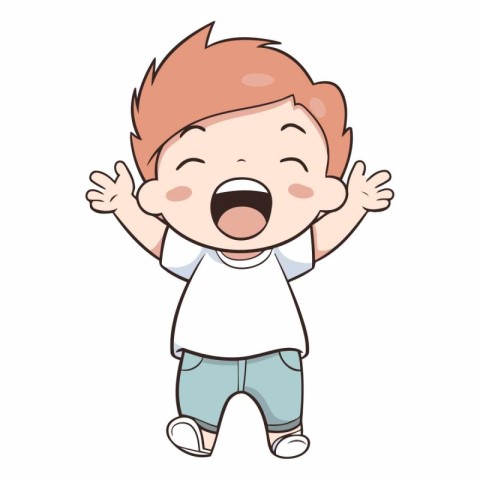 cute little boy happy cartoon vector illustration graphic design