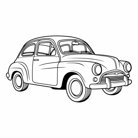 Vintage car isolated on white background. Hand drawn vector illu