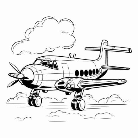 Airplane in the clouds of a cartoon airplane.